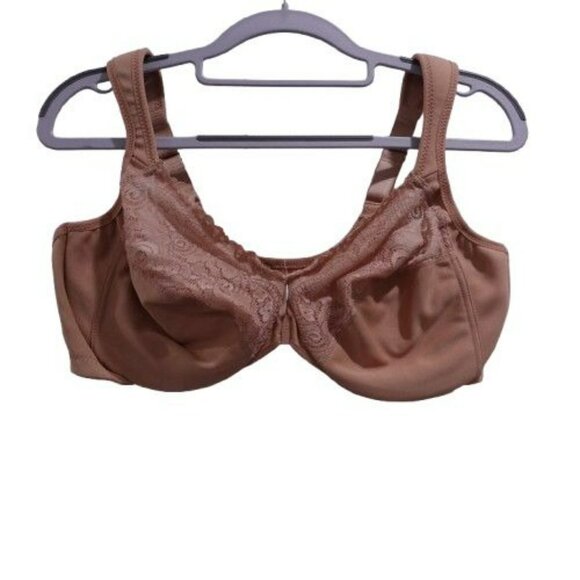Glamorise Full Figure Plus Size Wonderwire Front Close Bra Size 42C Beige 1245 - Picture 1 of 5